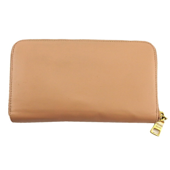 Prada leather motif ribbon Wallet pink yellow beige long - Picture 1 of 6